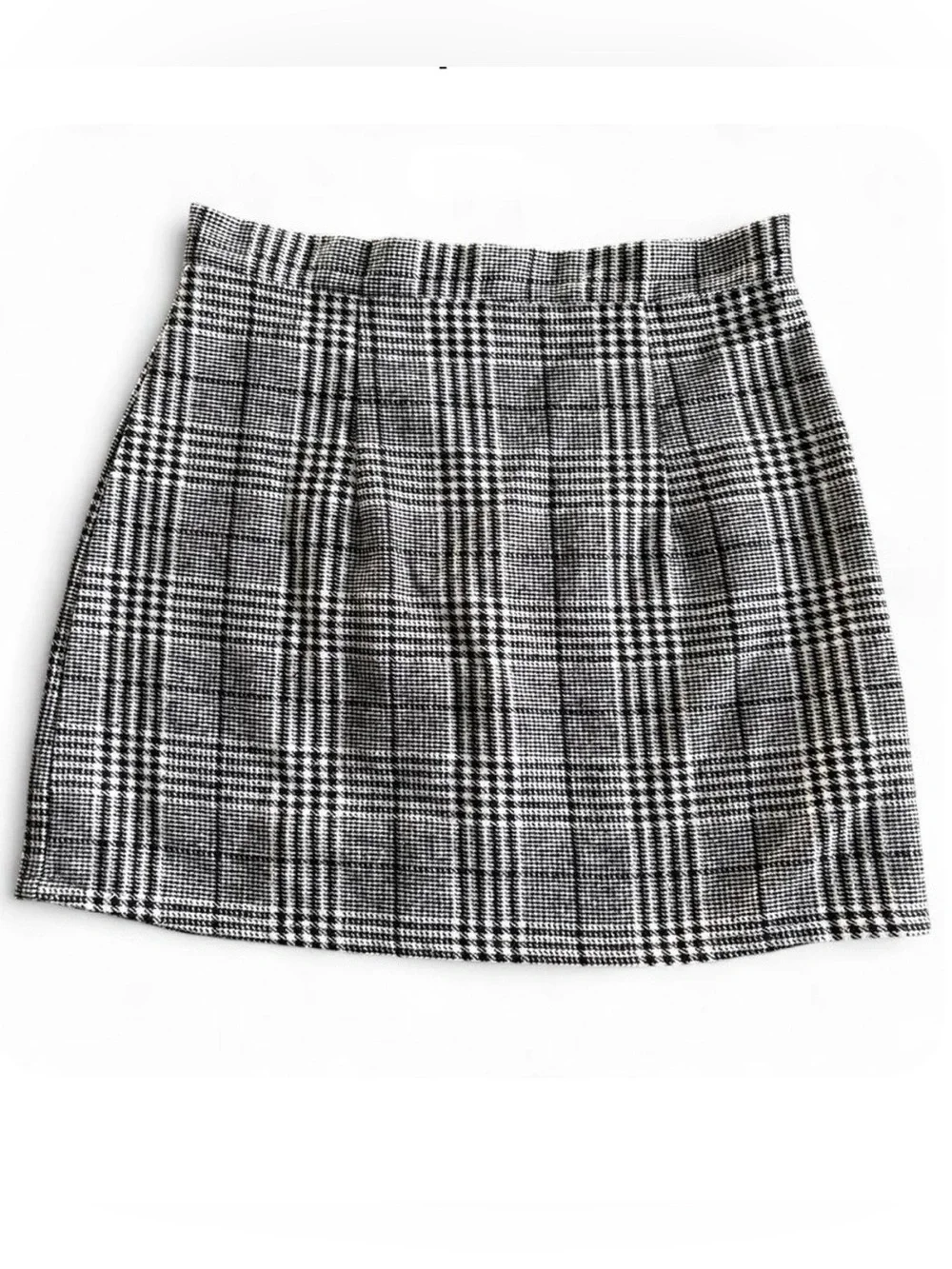 Dark Academia Plaid Mini Skirt, Preppy Checkered Cotton Skirt - Size L